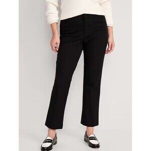 Old Navy High Rise Pixie Straight Ankle Pants Womens 16 Black Stretch NEW